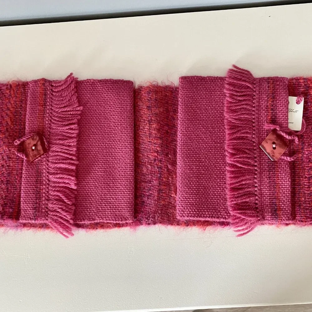 Louise Abbott Designer Handwoven Ski Gorpcore Sporty Wool Pocket Scarf 63